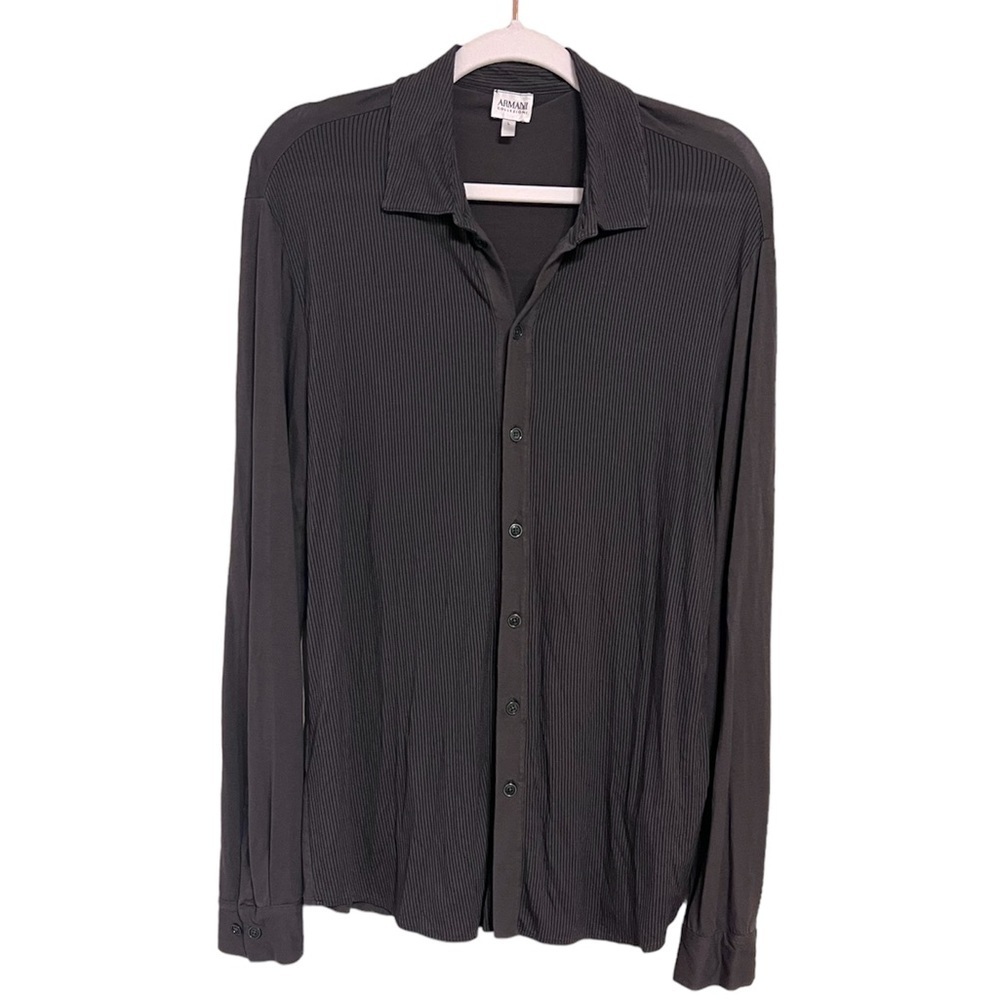 Armani Collezioni Long Sleeved Greenish-Gray Collared Button Down Size L